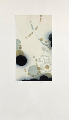 Origin-Beginning-1 — Abstract Monotype by Seiko Tachibana in Soft Blue and Ochre