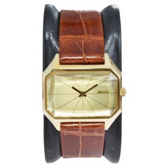 Seiko Very Rare 18 Karat Yellow Gold Art Deco Watch from the 1970's