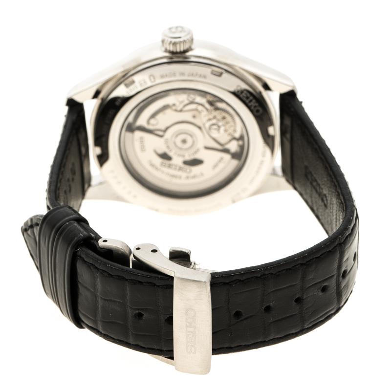 Seiko White Stainless Steel Presage Unlimited Enamel Men's Wristwatch 40 mm Herren