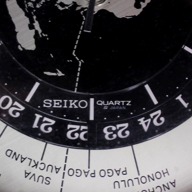 Seiko World Timer GMT Desk Clock, Quartz Movement with Sweeping Seconds