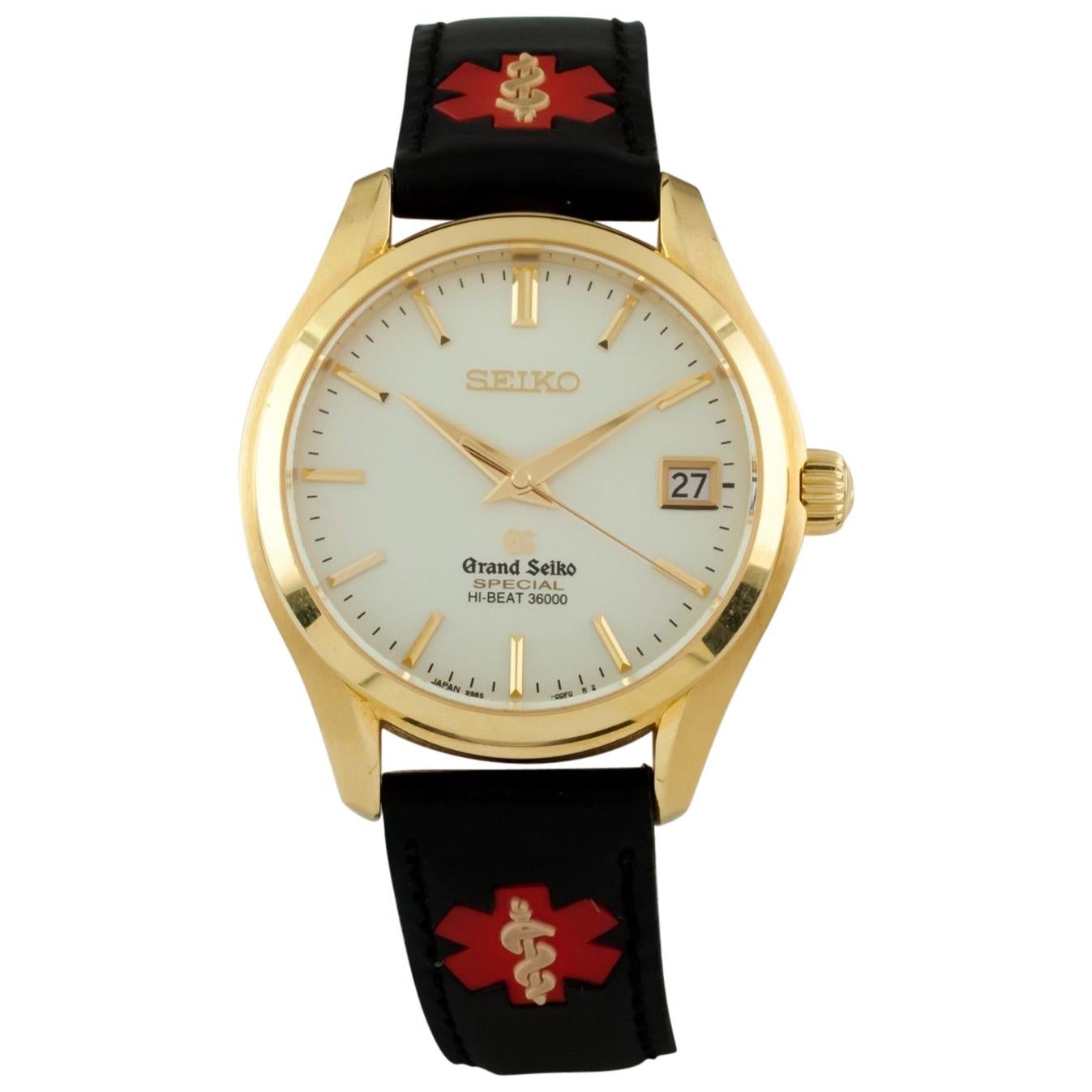 Seiko Yellow Gold Grand Seiko Hi-Beat 36000 Mechanical Wristwatch