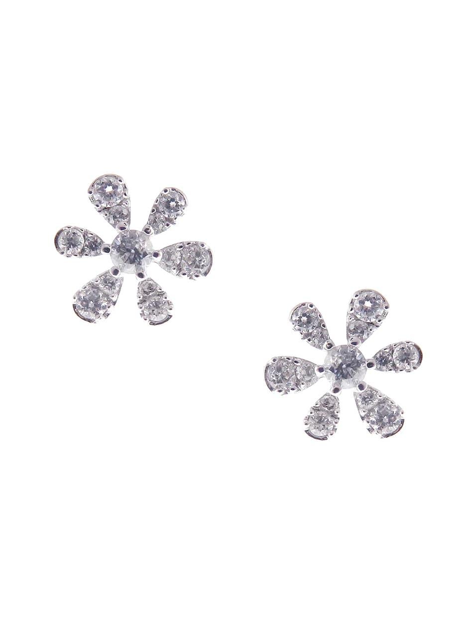 Modern Seis Flower Pave Diamond Earrings For Sale