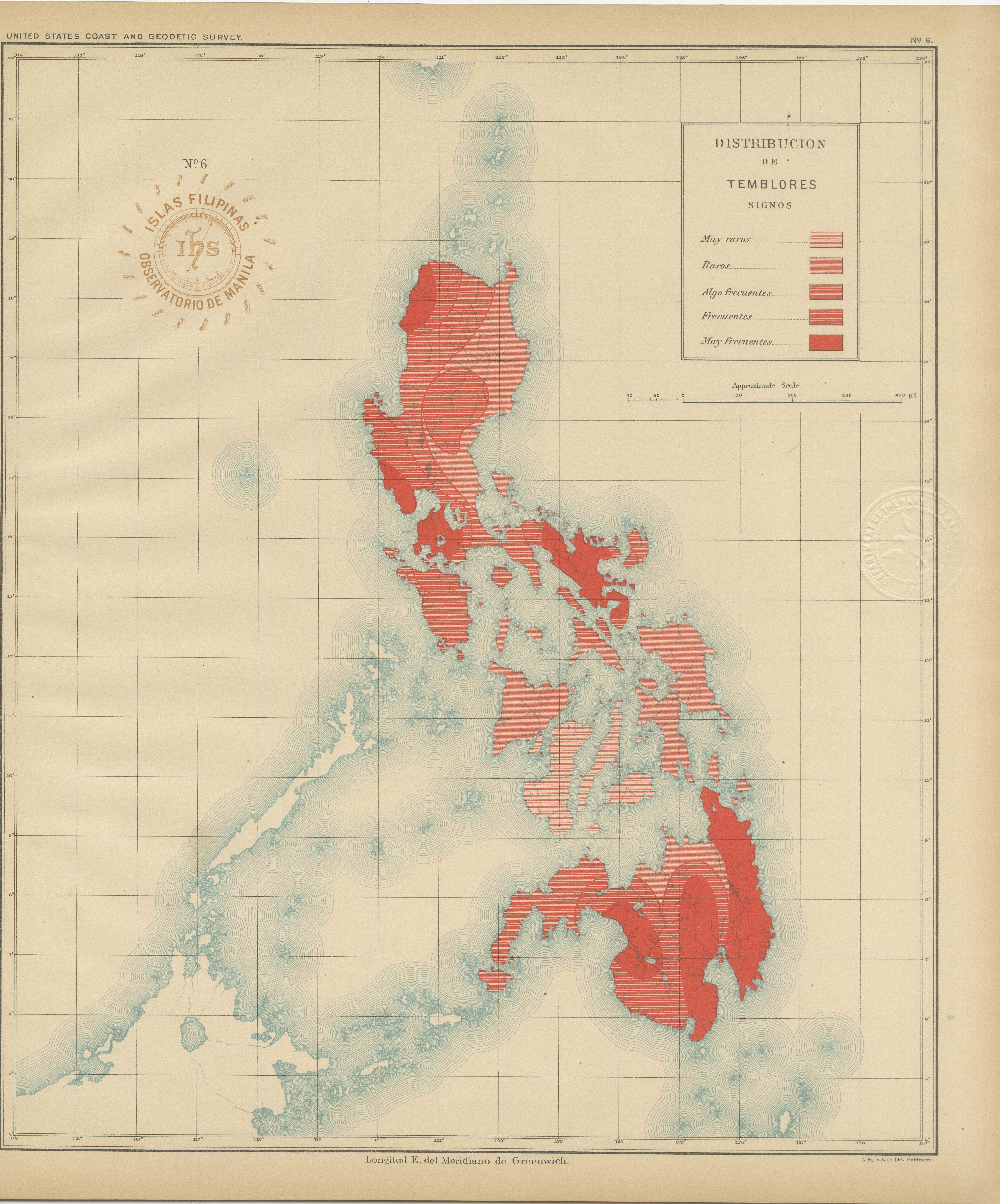 Seismic Activity Map of the Philippine Islands – Observatorio de Manila, 1899
