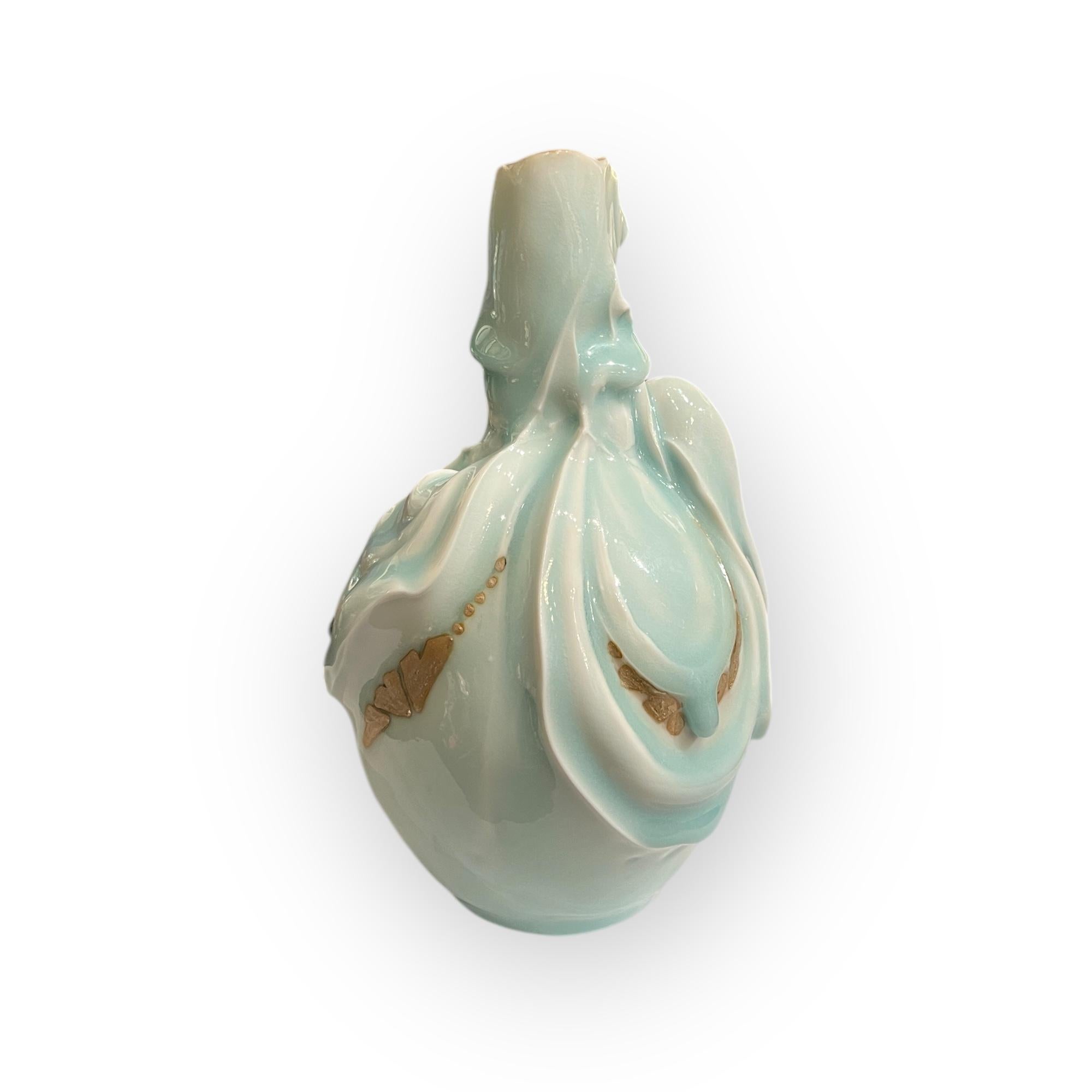 Vaso in porcellana Seiyakuji con intarsi in argento di Yoji Kato, Giappone, circa 1990 in vendita 4