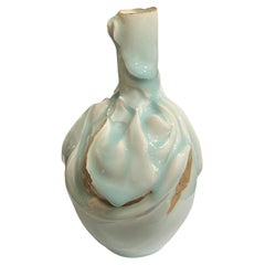 Seiyakuji Porcelain Vase with Silver Inlay by Yoji Kato, Japan, circa 1990