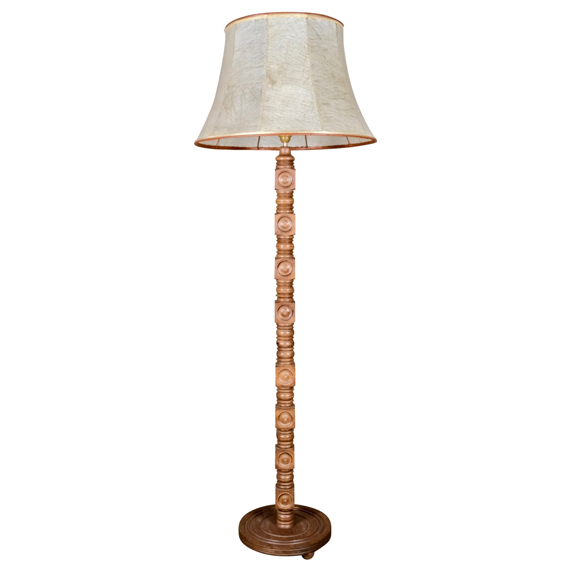Lampada da terra a bobina in stile Seiz Breur, Francia, metà del XX secolo