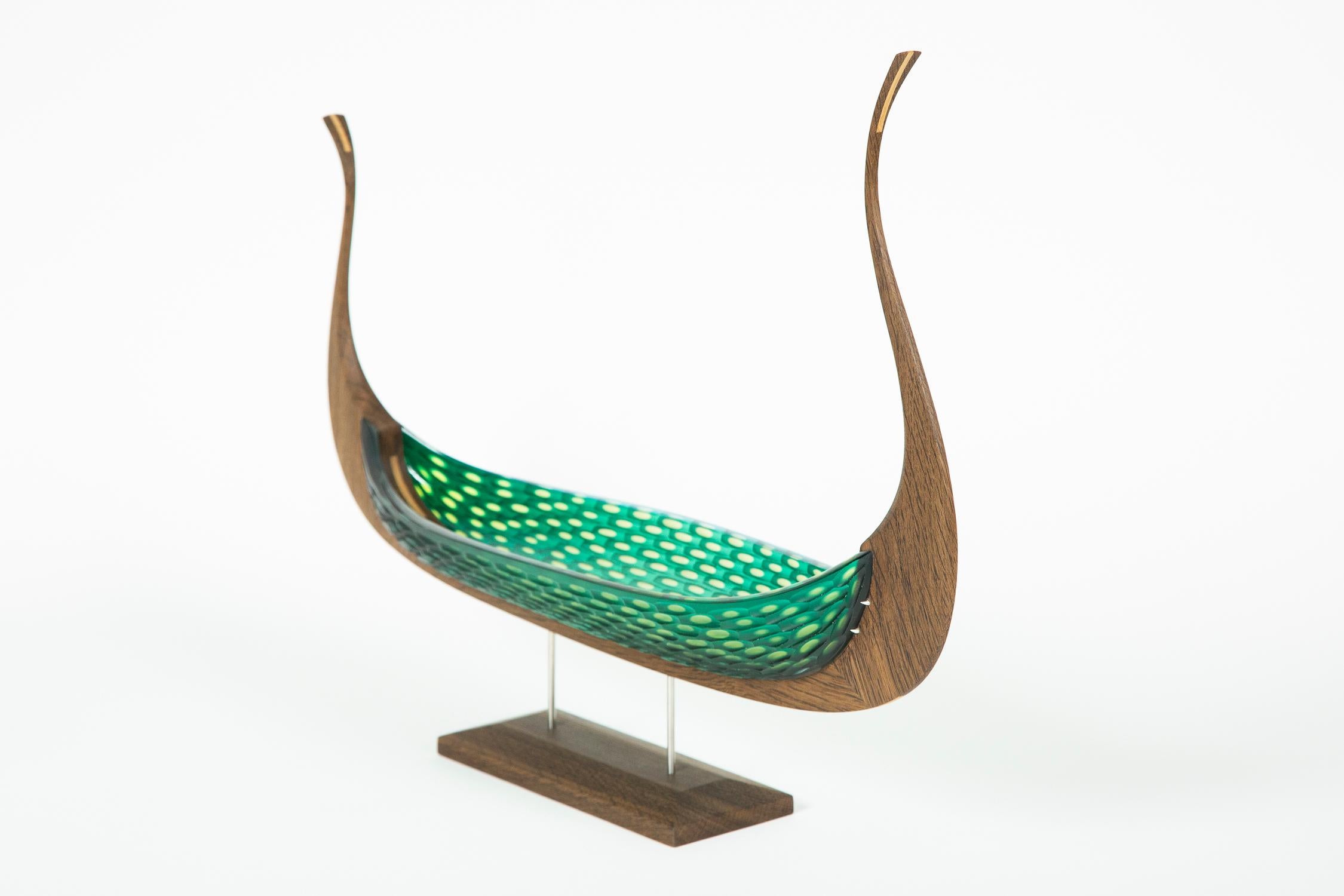 Sejd Glass and Wooden Sculpture by Backhaus & Brown and Egeværk In New Condition In London, GB