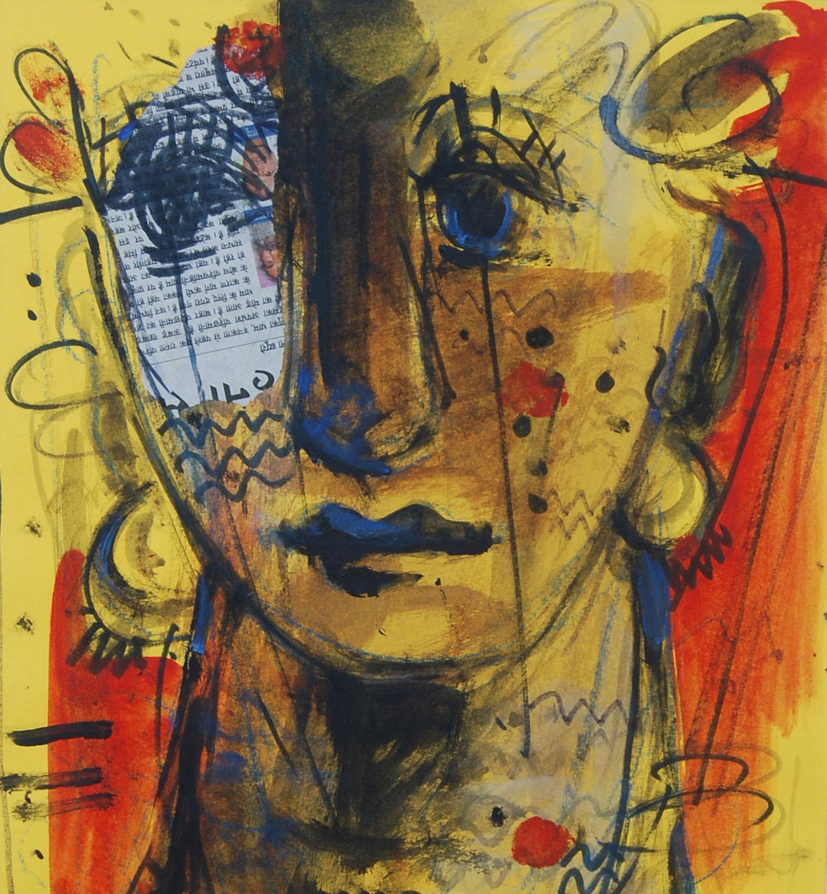 Facetten, Ausdruck, Mood, Darstellung von Calmness, Mixed Media, Indian Artist, „In Stock“ (Expressionismus), Painting, von Sekhar Kar