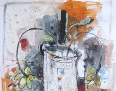 Flower Vase : by Sekhar Kar made in Gorgeous Mixed Media works in serene colors