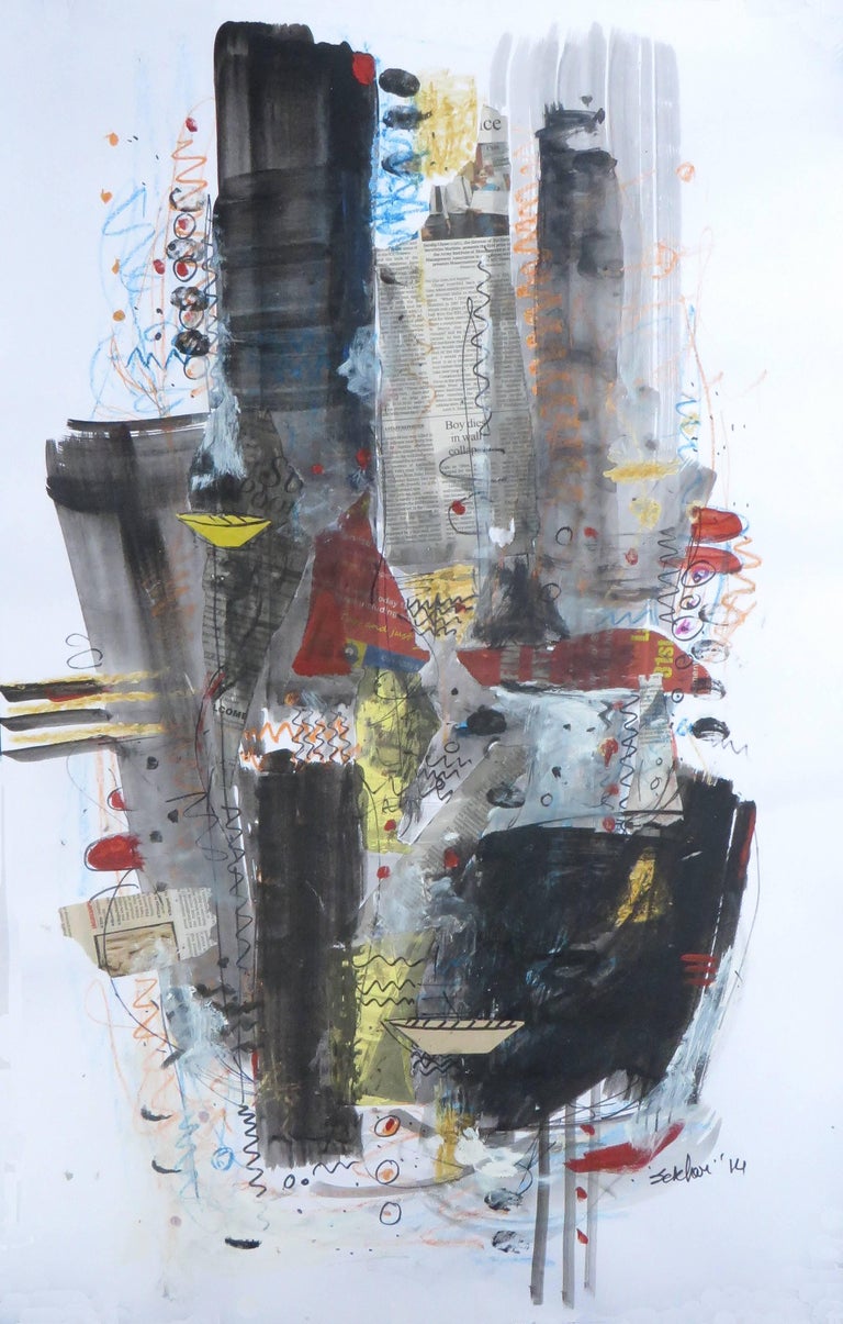 Sekhar Kar Mixed Media Paper Work By Sekhar Kar In Black White