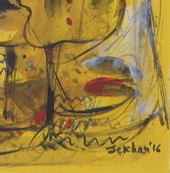 Togetherness, Couple, Mixed Media, Yellow, Red, Blue by Indian Artist "In Stock"