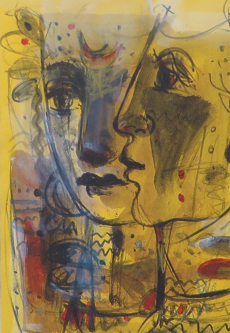 Sekhar Kar - Untitled - 14 x 11 inches (unframed size)
Mixed  Media on paper  
It will be delivered without frame.

Sekhar Kar's paintings depict men and women in swirling masses of color with cesspools of emptiness for eyes. This allows the viewers