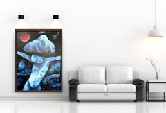 Untitled, Acrylic on Canvas, Blue, Black colours by Indian Artist "In Stock"