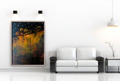 Untitled, Acrylic on Canvas, Orange, Black colours by Indian Artist "In Stock"