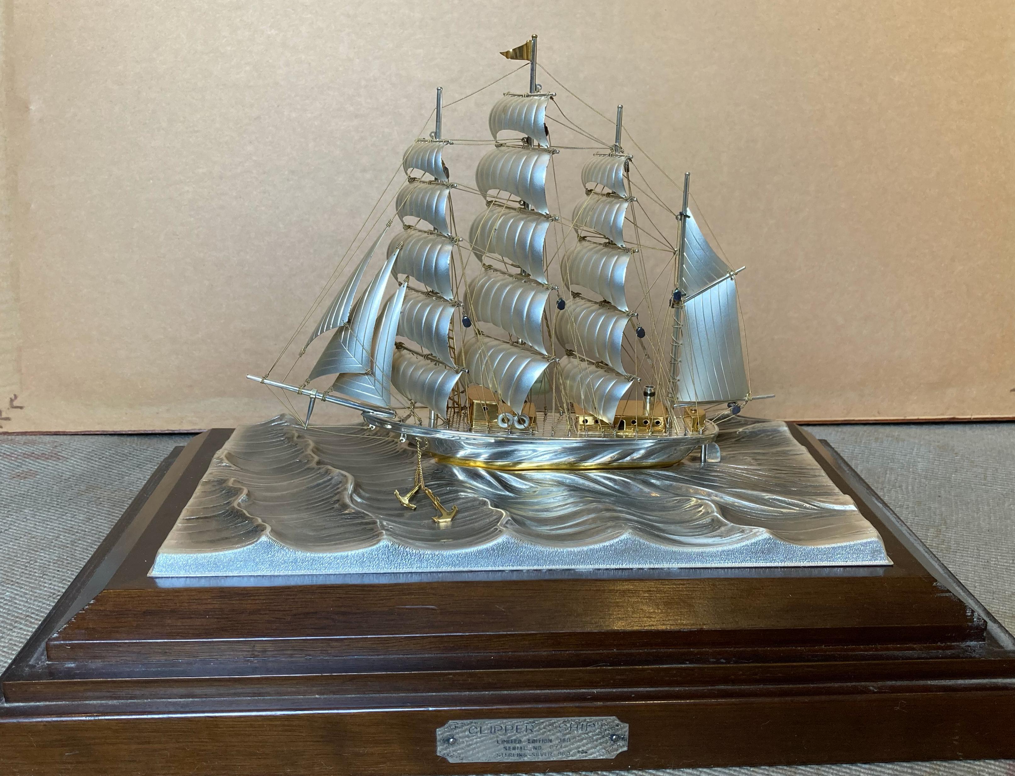 Seki Takehiko Sterlingsilber-Klipperschiff (Skulptur des späten 20. Jahrhunderts) im Angebot 1