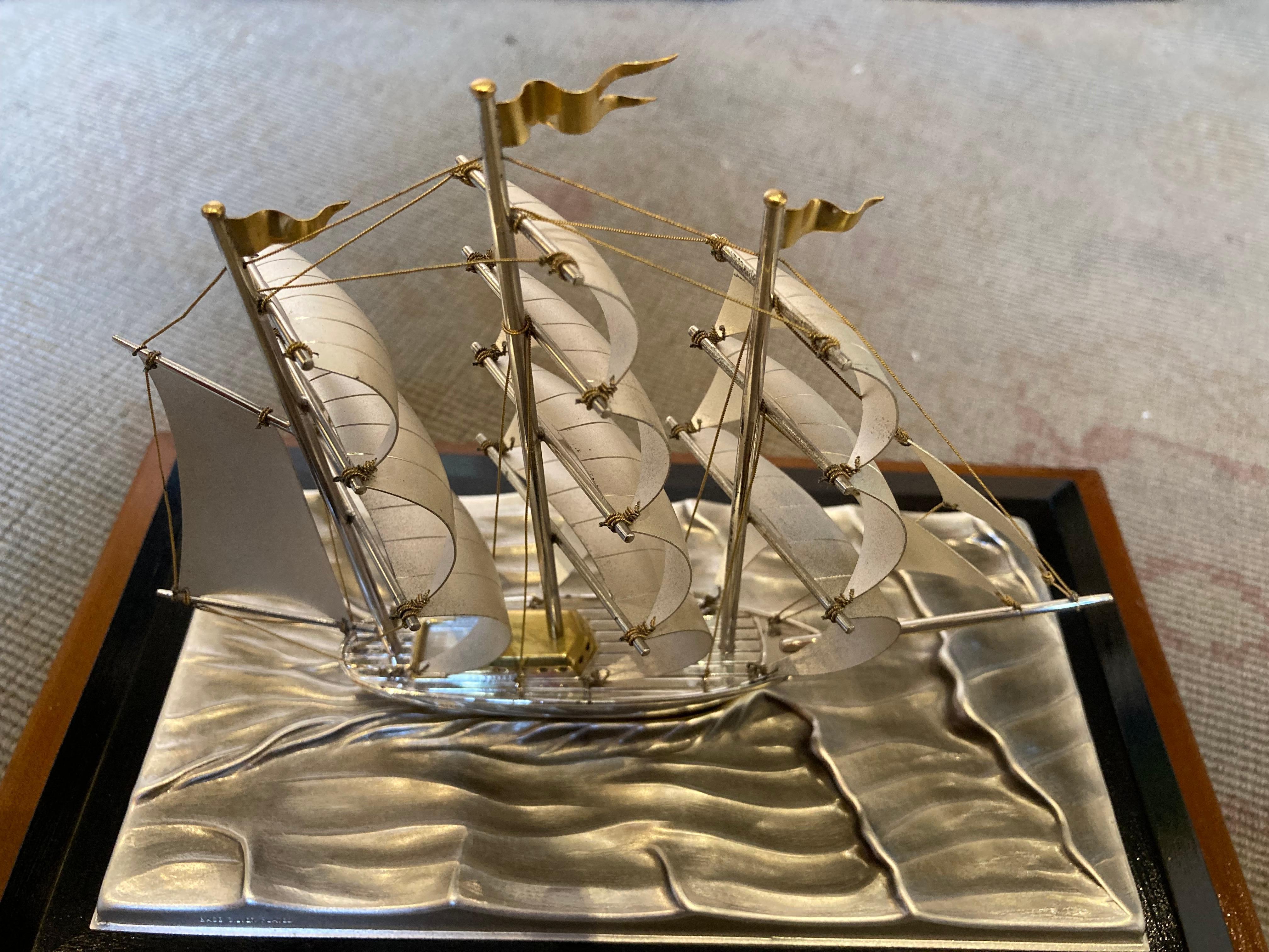 A stunning model of a clipper ship in sterling silver (actually higher silver content than sterling: .960 vs. .925) by Japanese master silversmith Seki Takehiko. I have a larger version of one of his clipper ships that I will be posting soon, if you