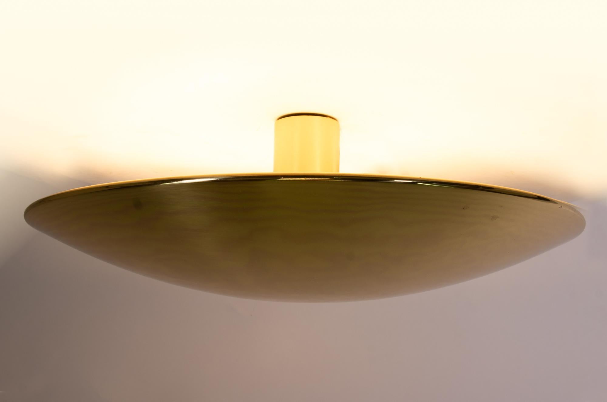 Mid-20th Century SELA-GELA 55 Glass & Brass Flush Mount Light by Florian Schulz, Germany, 1960 For Sale