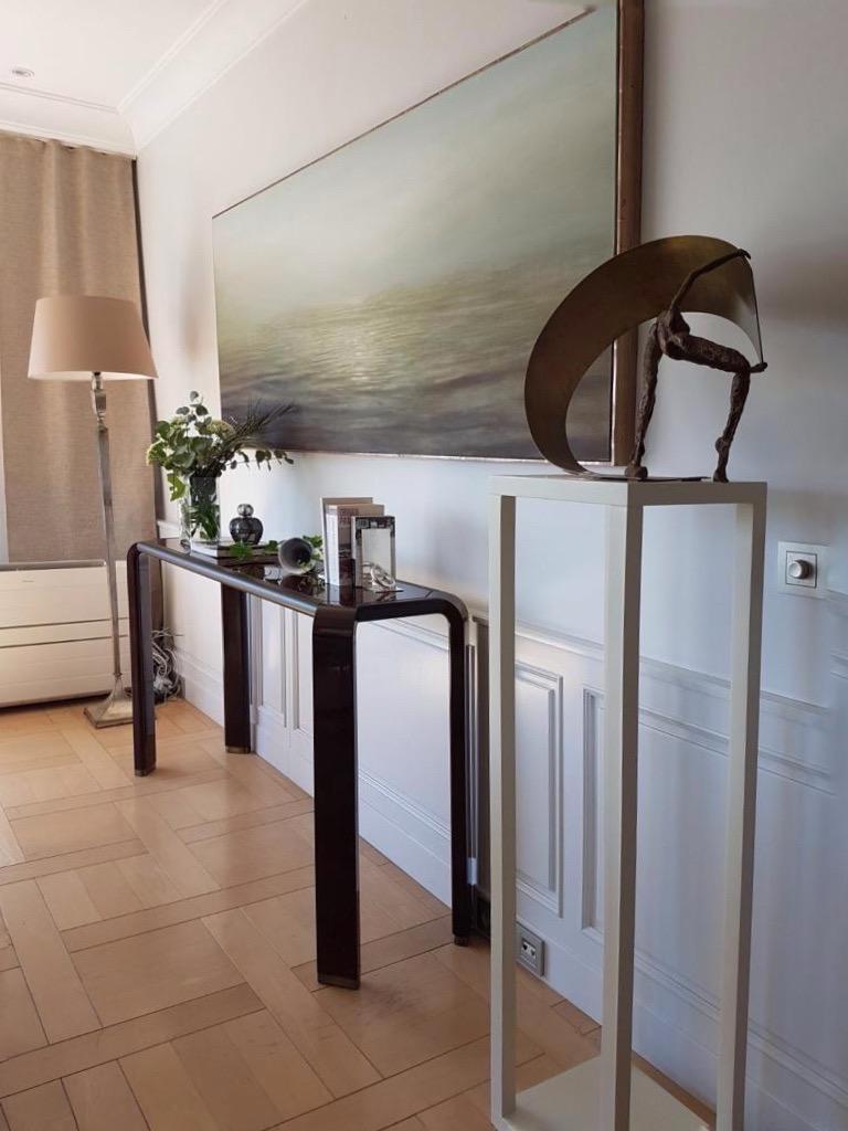 Console Lacquer Back Painted Glass and Lacquer Console For Sale at 1stDibs