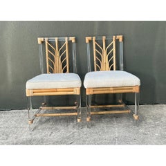 Selamat Rattan and Lucite Side Chairs - Pair