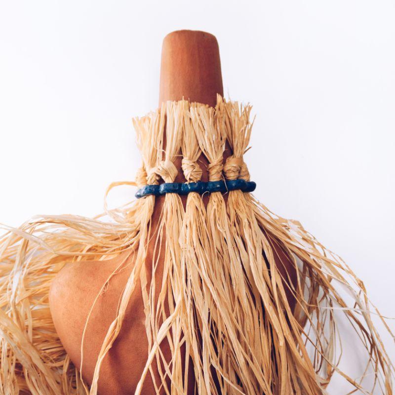 Selamawi wall vessel (Raffia) by TheUrbanative
Dimensions: W18 x D7.5 x H26 cm
Material: Raw terracotta wall hung vessel, with glazed belly detail and long raffia fringe. Vessel comes with steel plate wall hanging bracket.

Also Available: