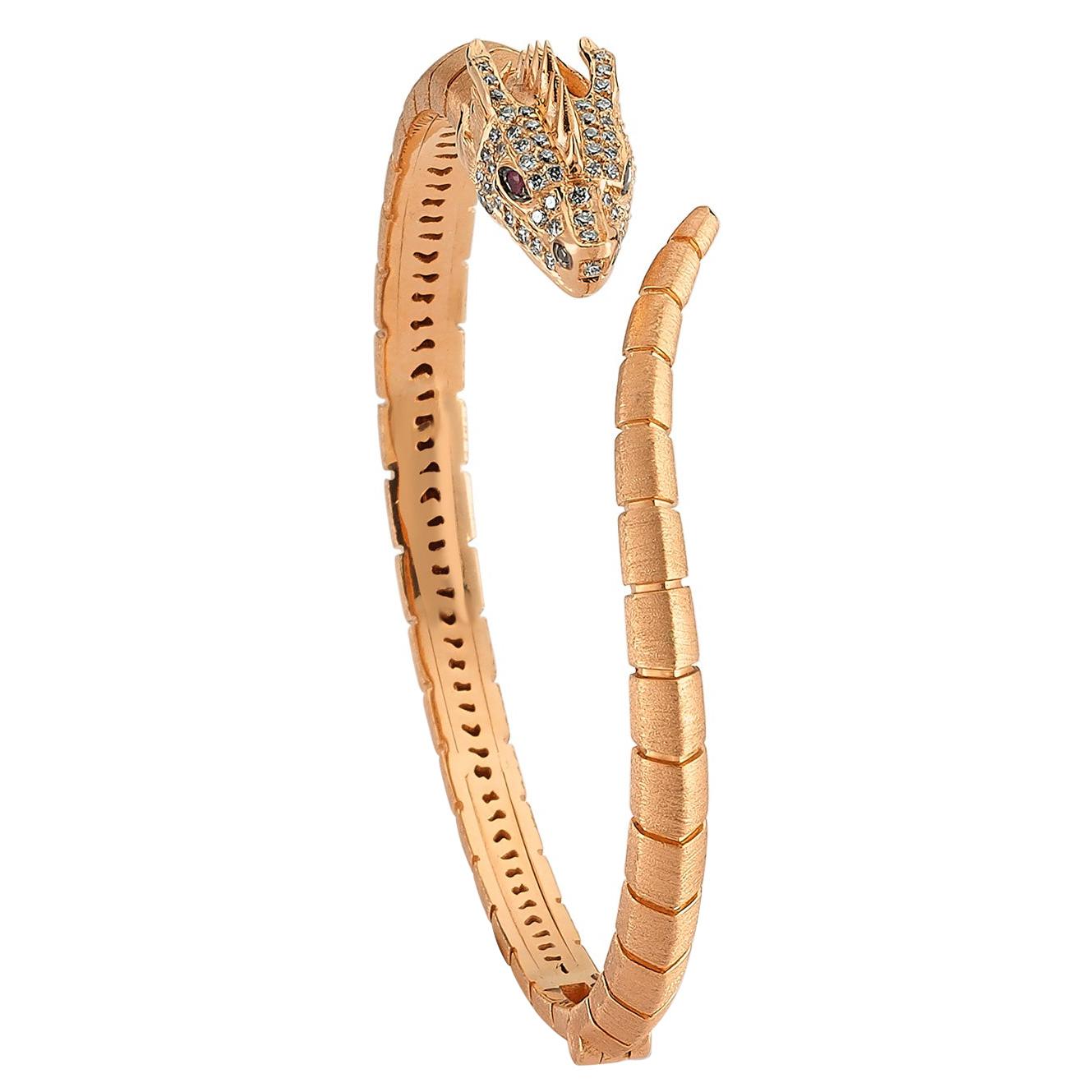 Selda Jewellery Ananta Sesha Bracelet in 14K Rose Gold with Black, White Diamond