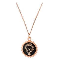 Selda Jewellery Leo Necklace in 14K Rose Gold with Black Enamel 
White Diamond