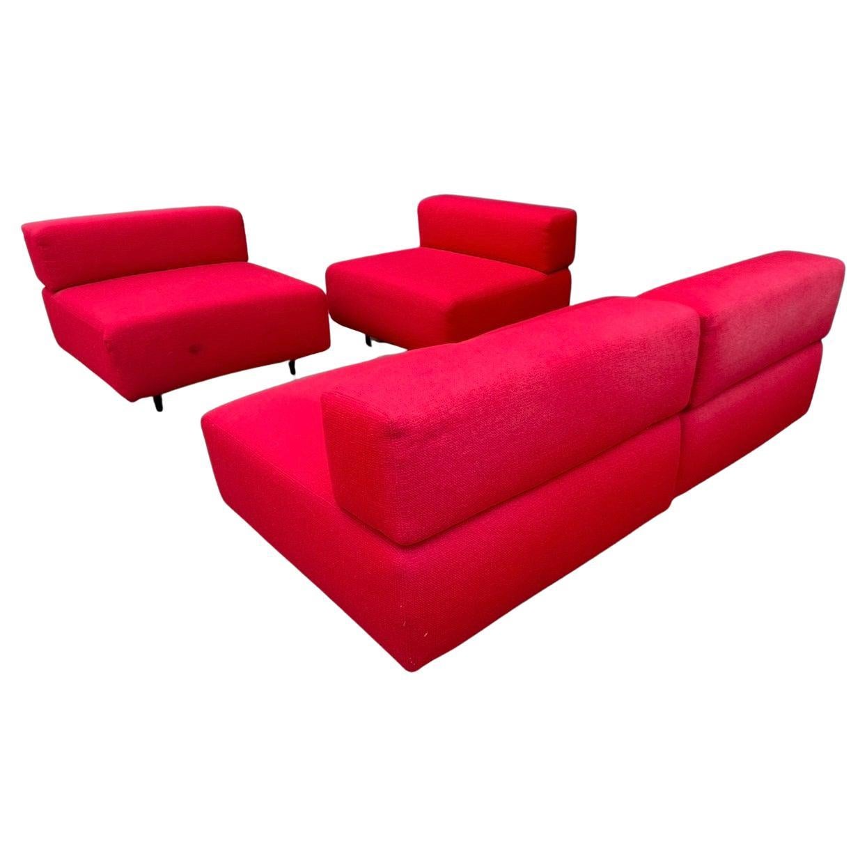 Selten gesehenes 4-tlg. modernistisches Sektionssofa "CUBO" feuerwehrrot ! im Angebot