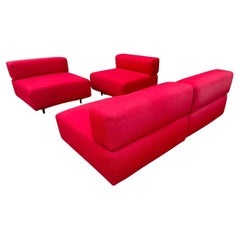 Rarement vu Canapé sectionnel moderniste 4 pièces "CUBO" Fire engine red !