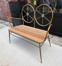 Seldom Seen Brass Compass 2-Seat Bench Manner of Gio Ponti, Italy