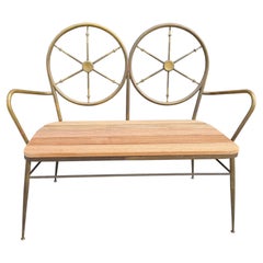 Seldom Seen Brass Compass 2-Seat Bench Manner of Gio Ponti, Italy