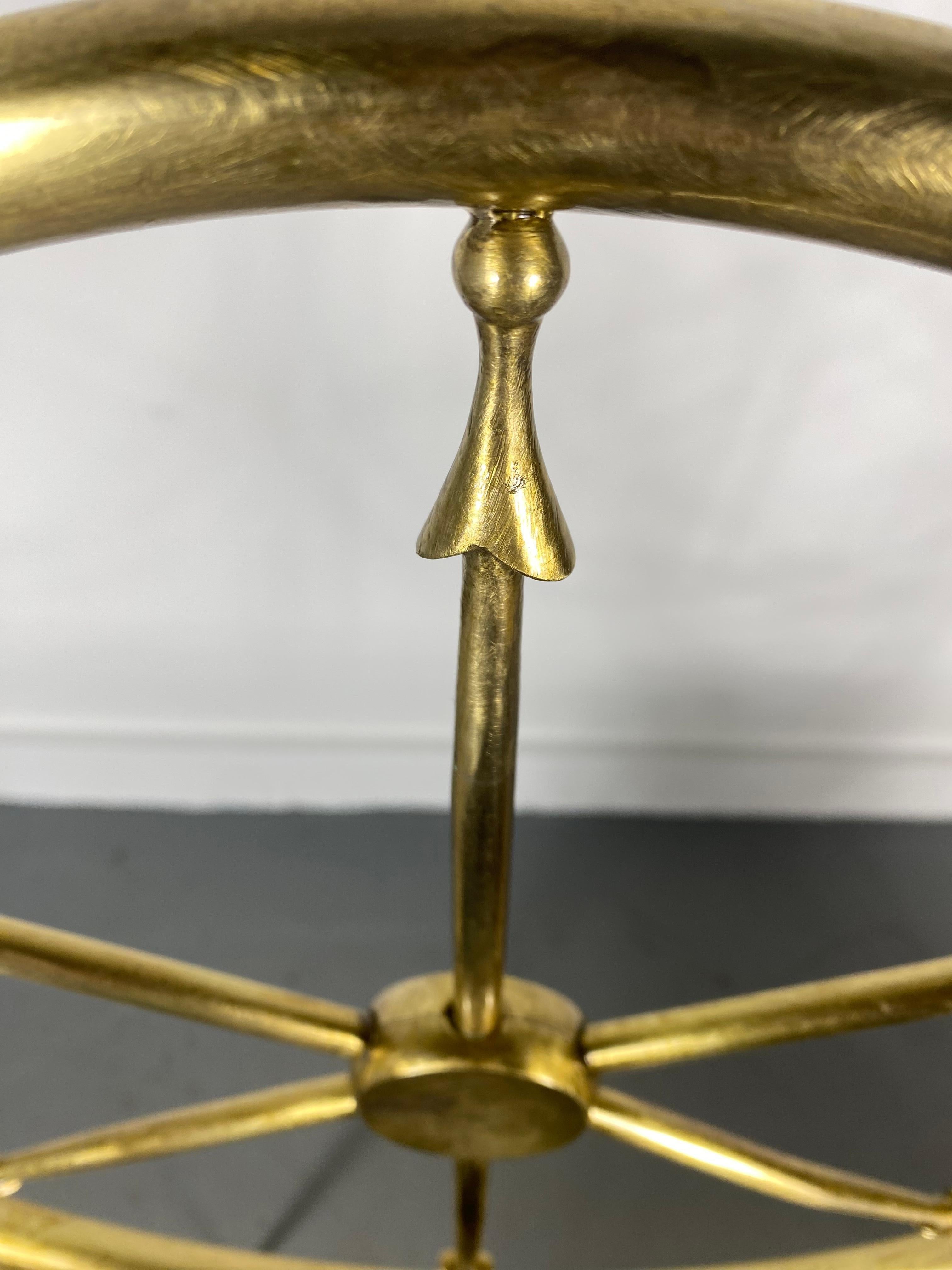 Mid-Century Modern Seldom Seen Brass Compass 2-Seat Bench Manner of Gio Point, Italy For Sale