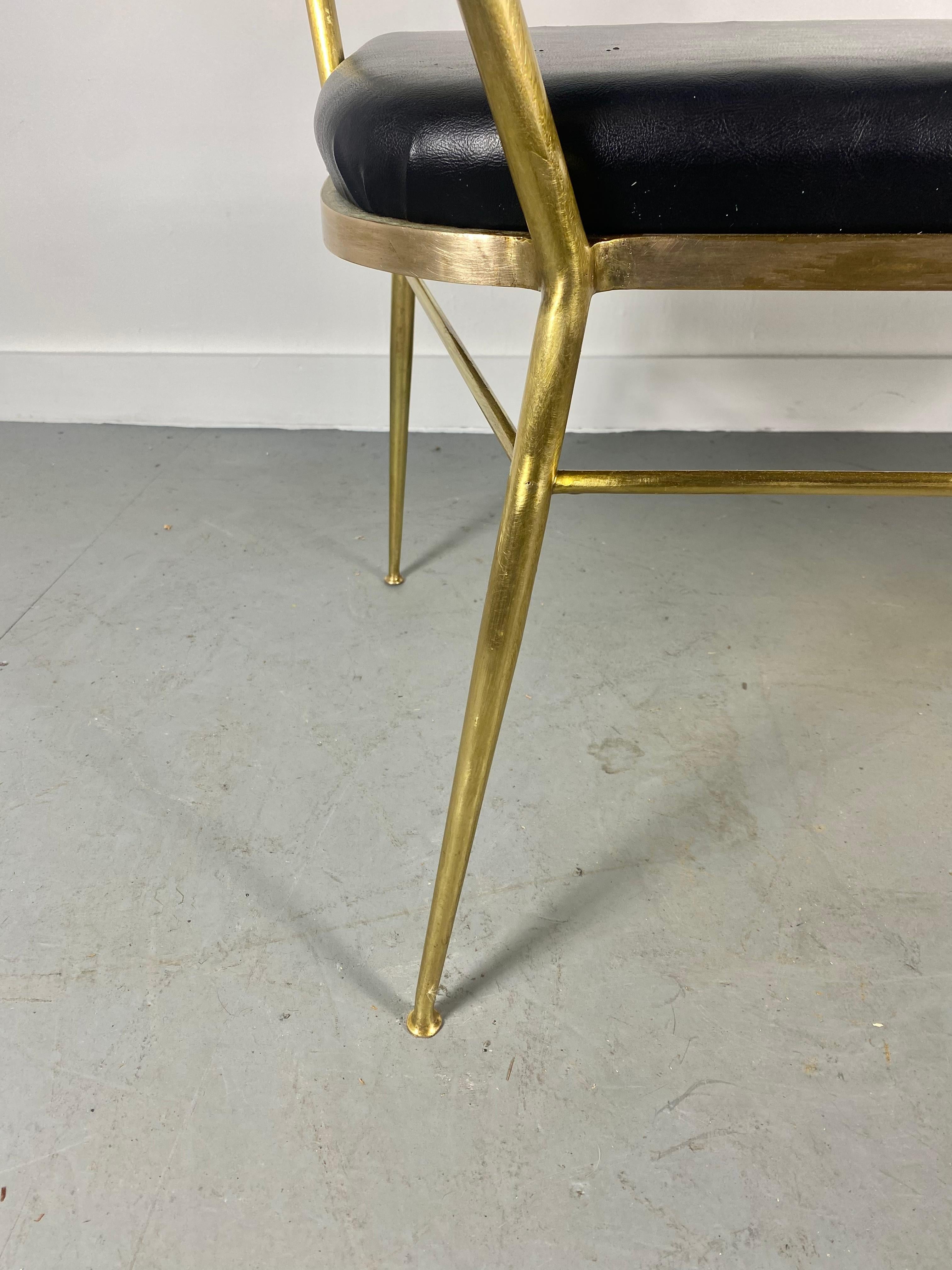 Seldom Seen Brass Compass 2-Seat Bench Manner of Gio Point, Italy In Good Condition For Sale In Buffalo, NY