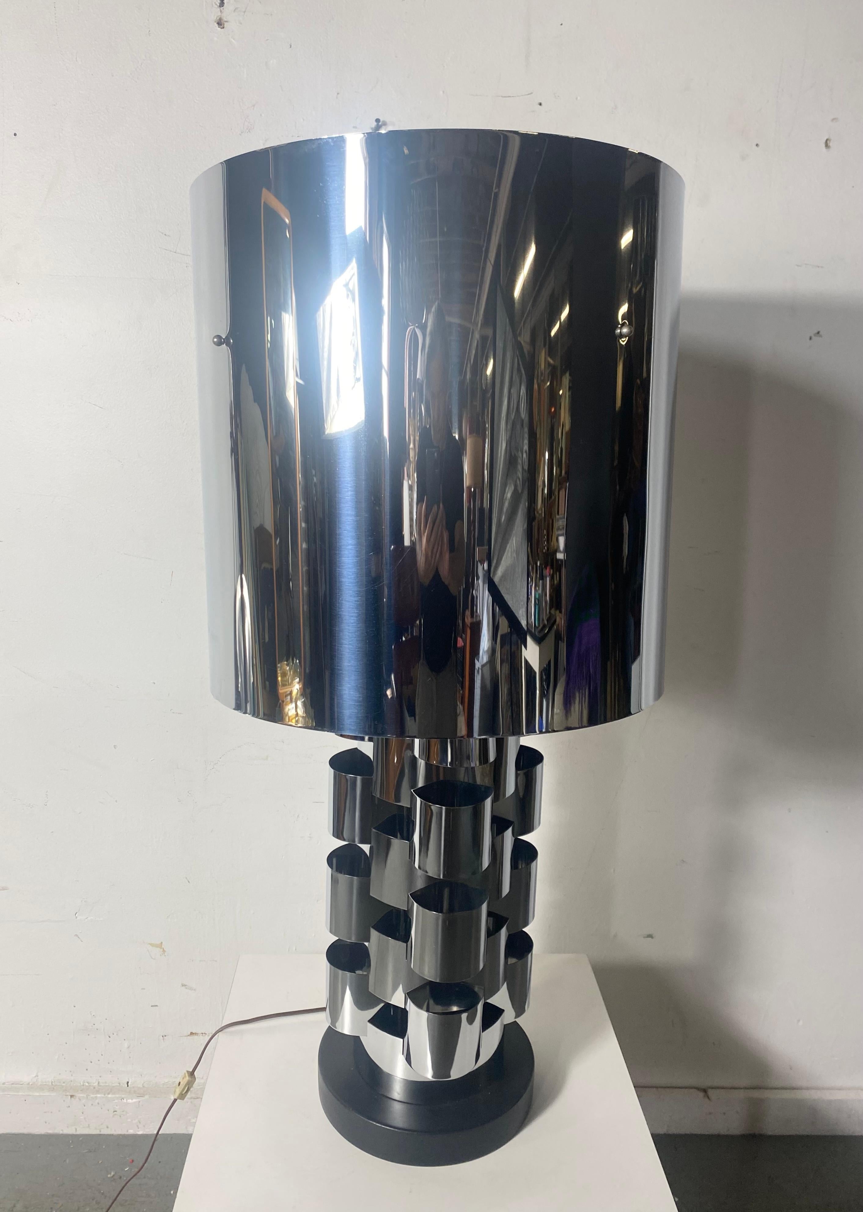 Seldom Seen Curtis Jere Chrome Weave Brutalist Table Lamp / Chrome Shade 4