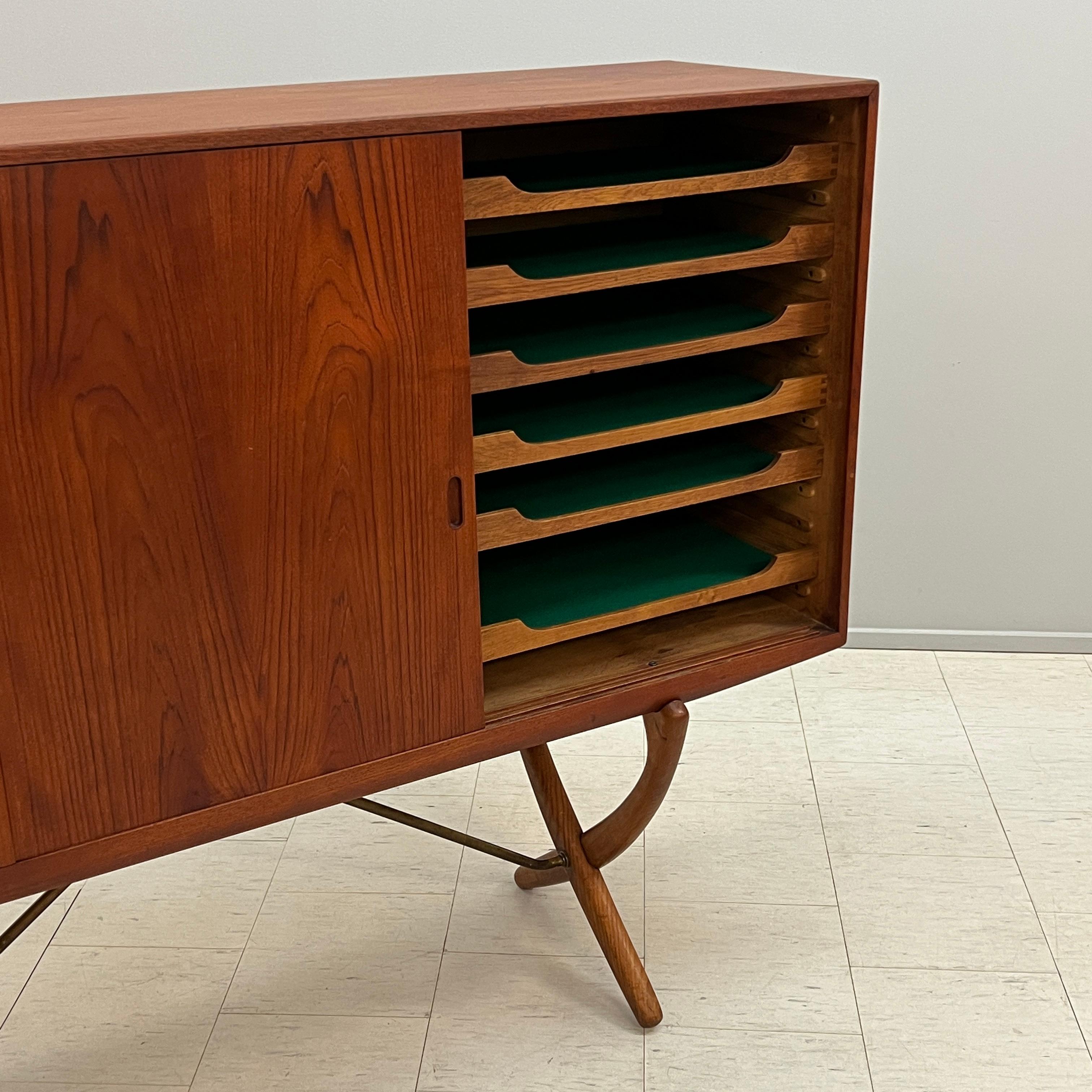 Seldom seen Danish Modern Hans Wegner Saber Leg Sideboard For Sale 4