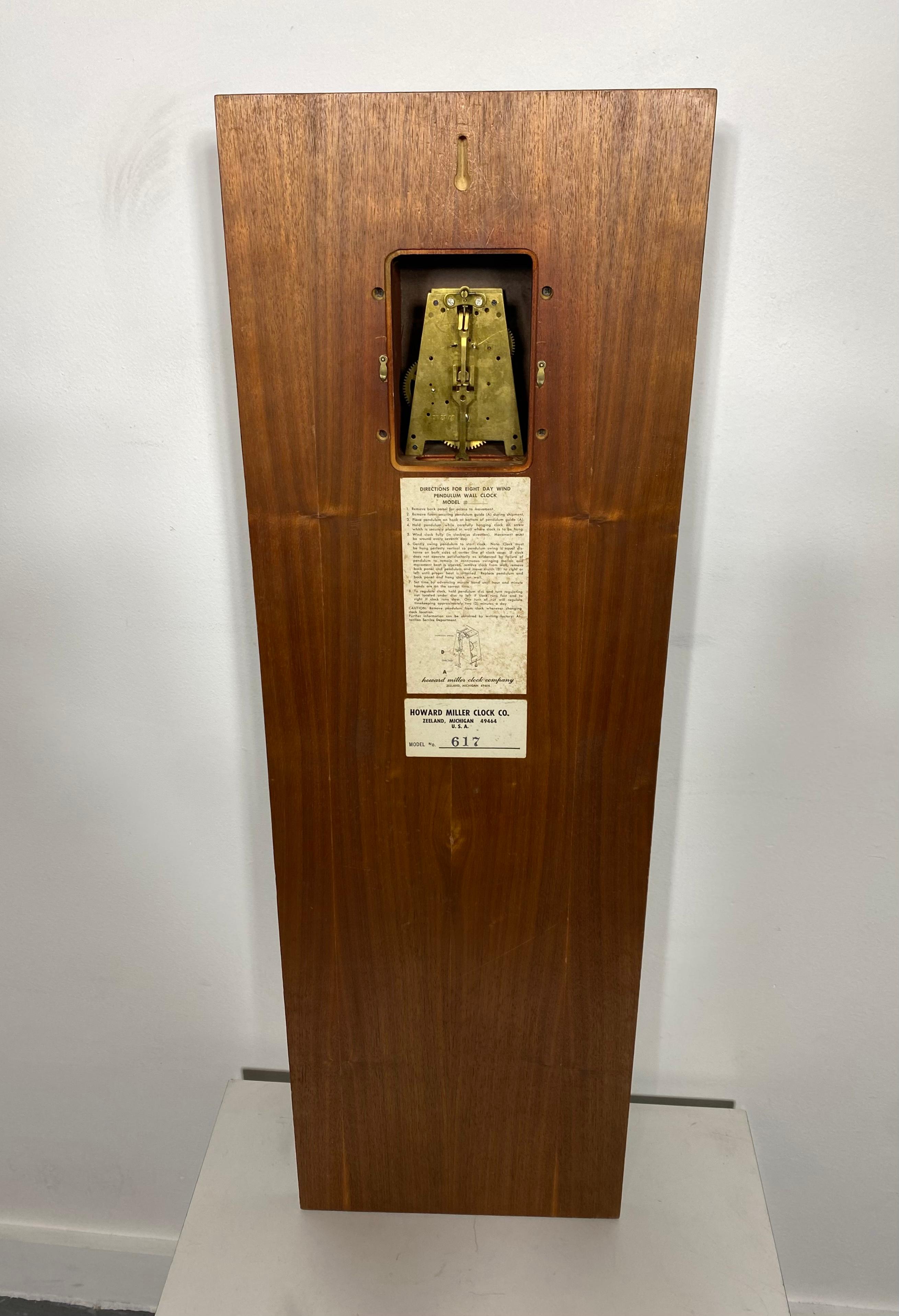 American Seldom Seen Exotic Wood Modernist Wall Clock by Howard Miller