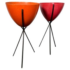 Vintage Seldom seen Fiberglass and "Flat" Iron Bullet Planters by Kimball , Classic
