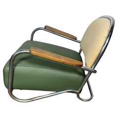 Seldom seen Kem Weber / Lloyds, Chromed Steel Art Deco Lounge Chair c 1934