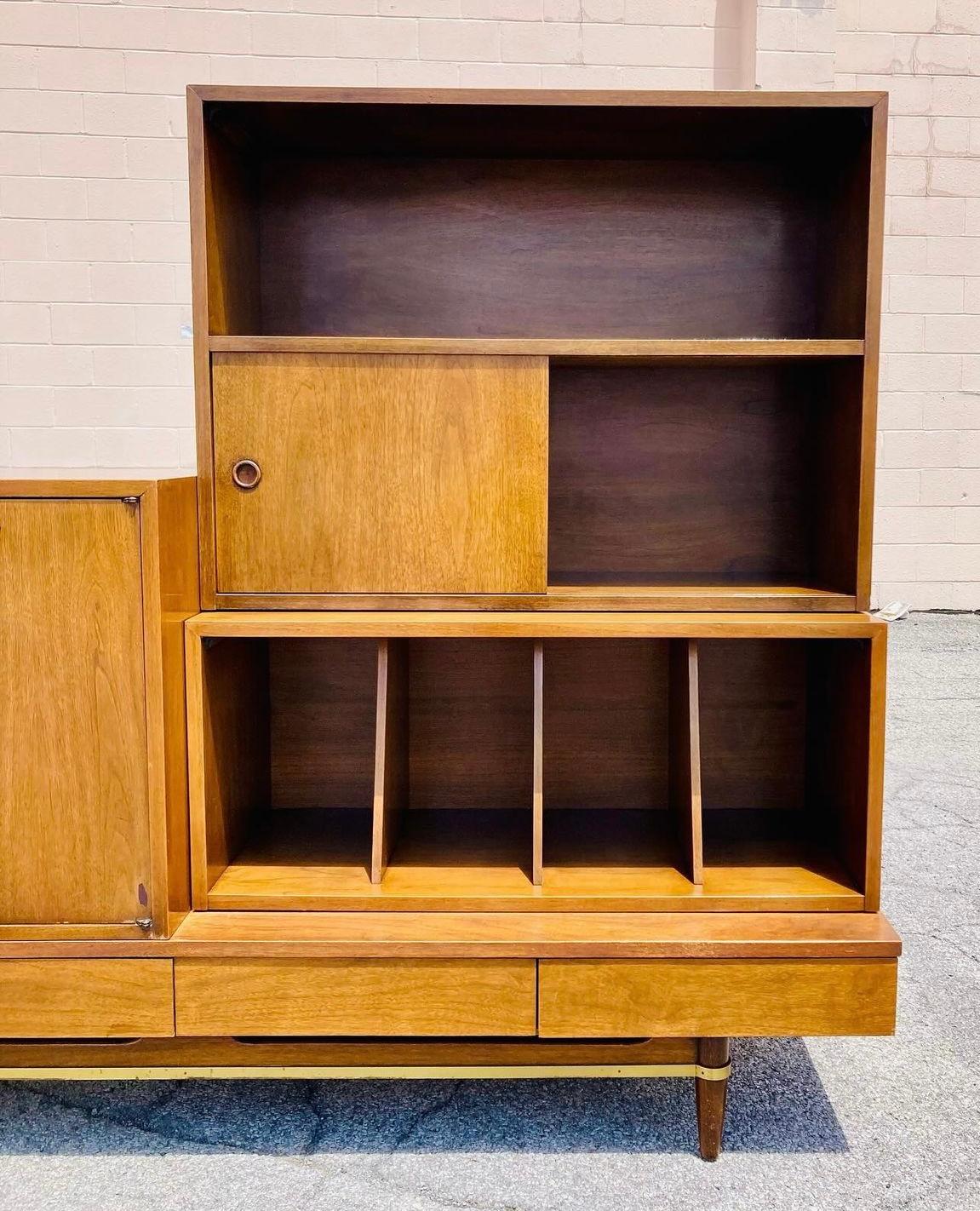 Brass Seldom seen modular MeRTON Gershun mEDIA Cabinet / American of Martinsville