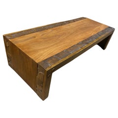 Seldom seen Parsons, Brutalist Walnut coffee / cocktail table by Lane