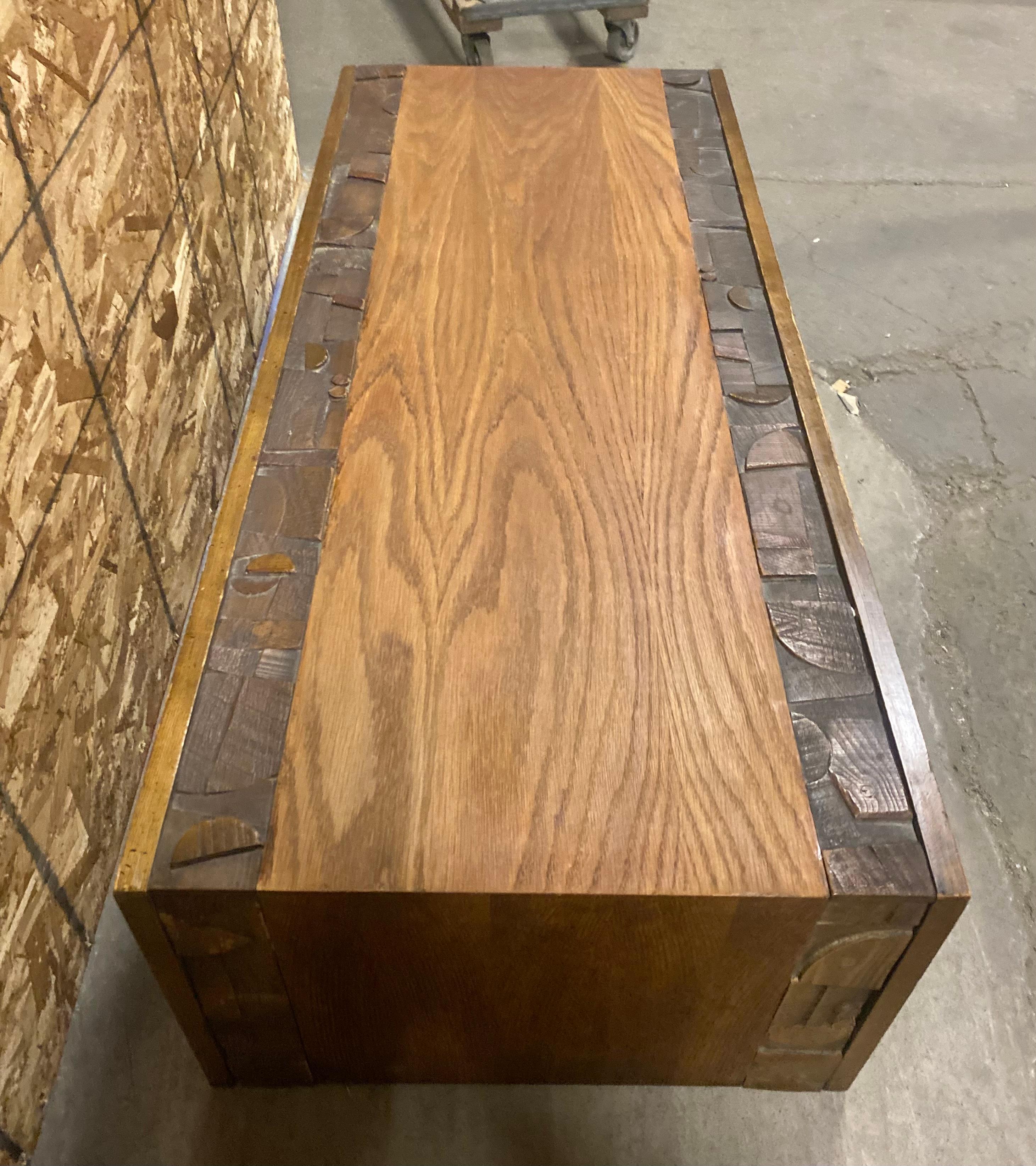 Carved Seldom seen Parsons, Brutalist Walnut coffee / cocktail table by Lane For Sale