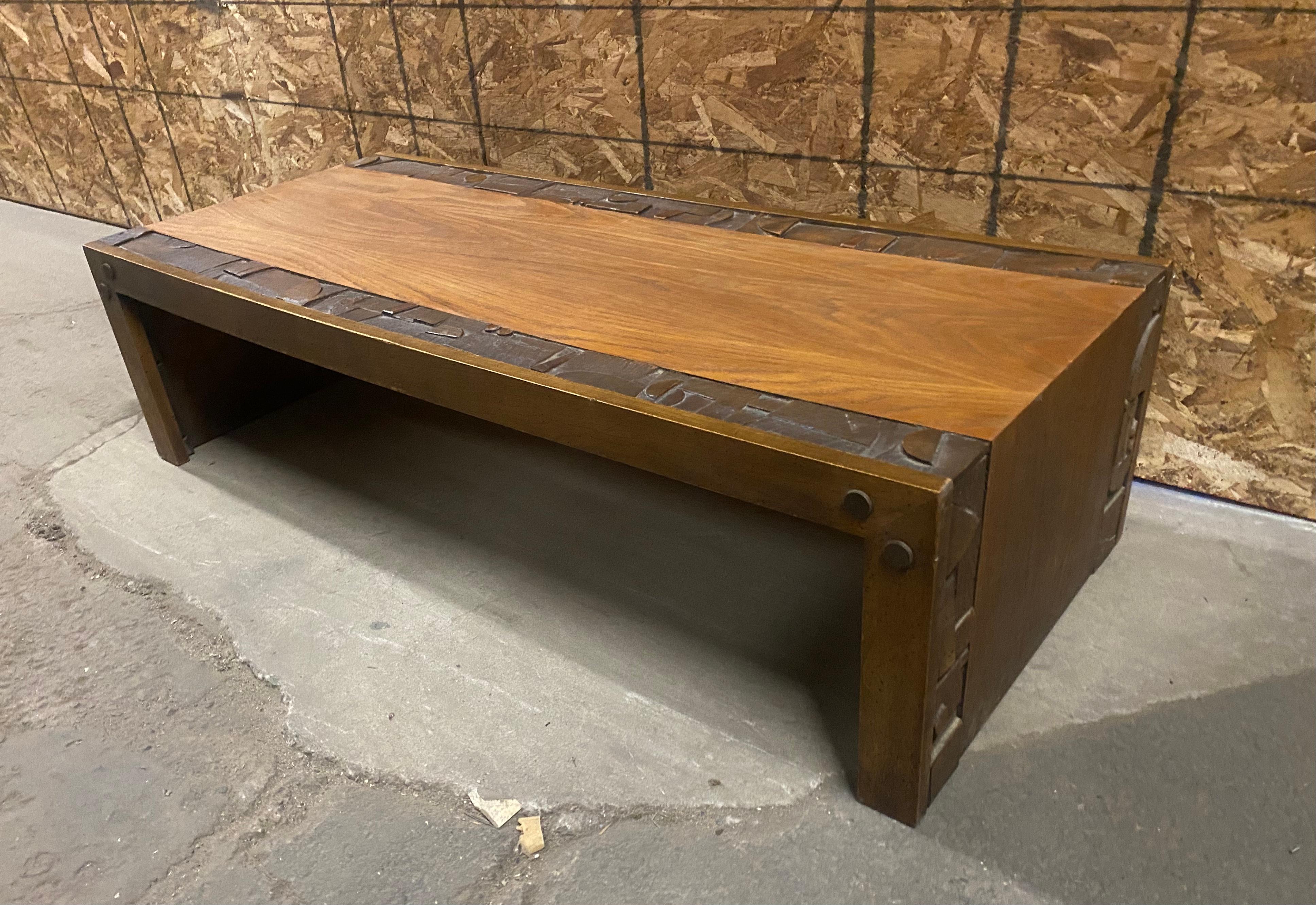 Mid-20th Century Seldom seen Parsons, Brutalist Walnut coffee / cocktail table by Lane For Sale