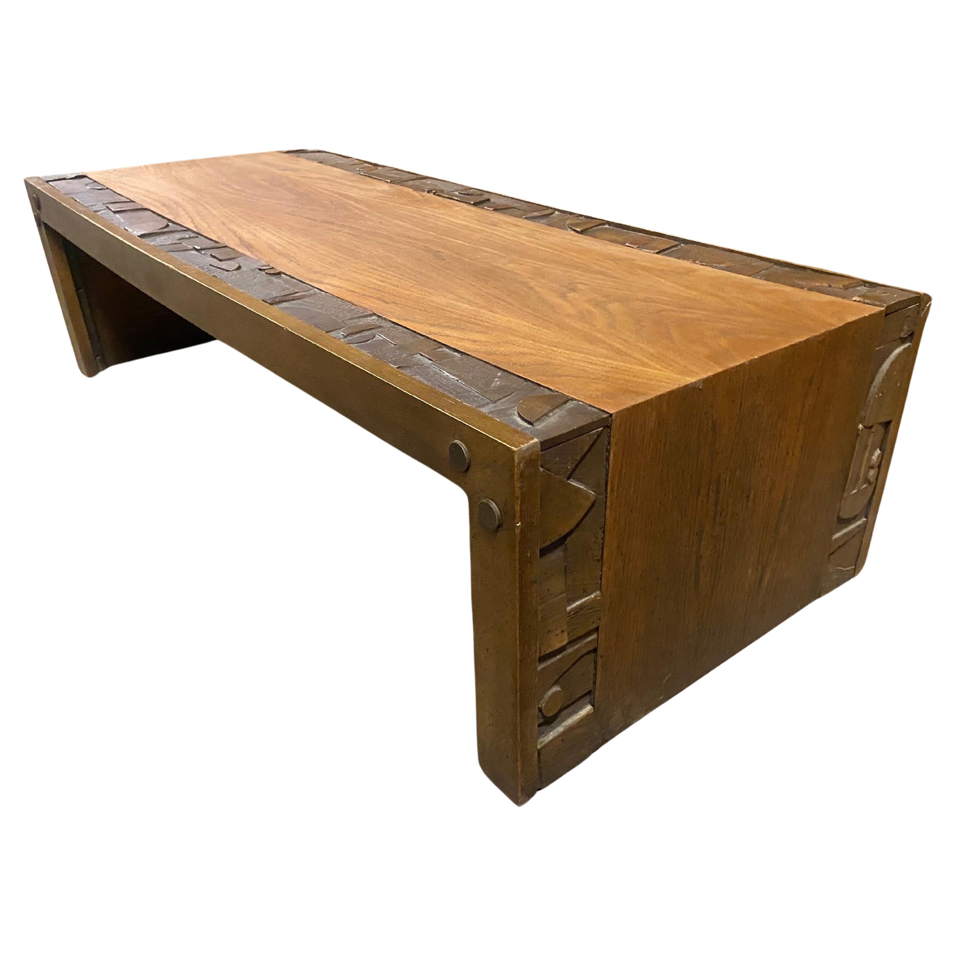 Seldom seen Parsons, Brutalist Walnut coffee / cocktail table by Lane 