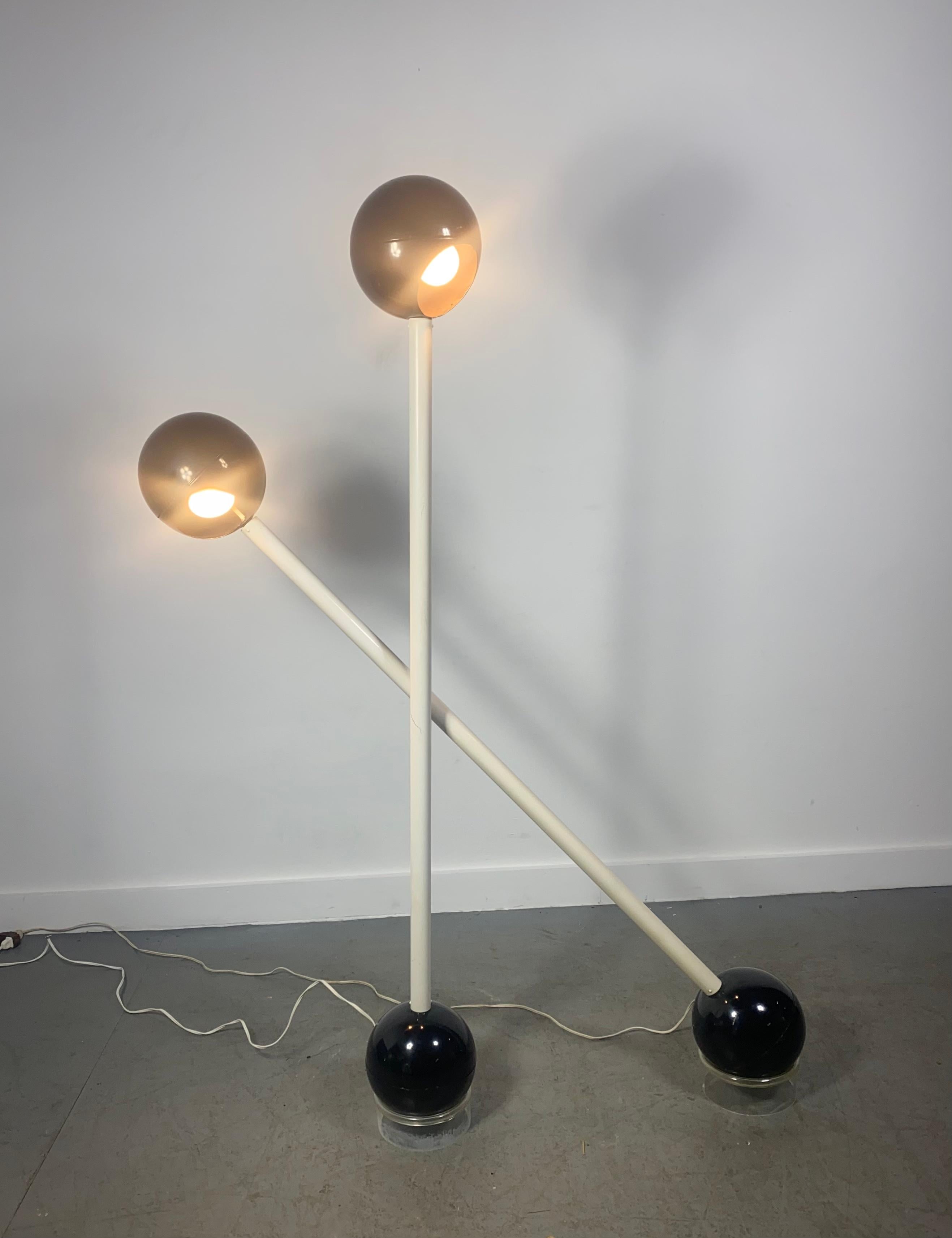 Seldom Seen Pr. Barbell Floor Lamps by Designer John Mascheroni for Kovacs For Sale 2