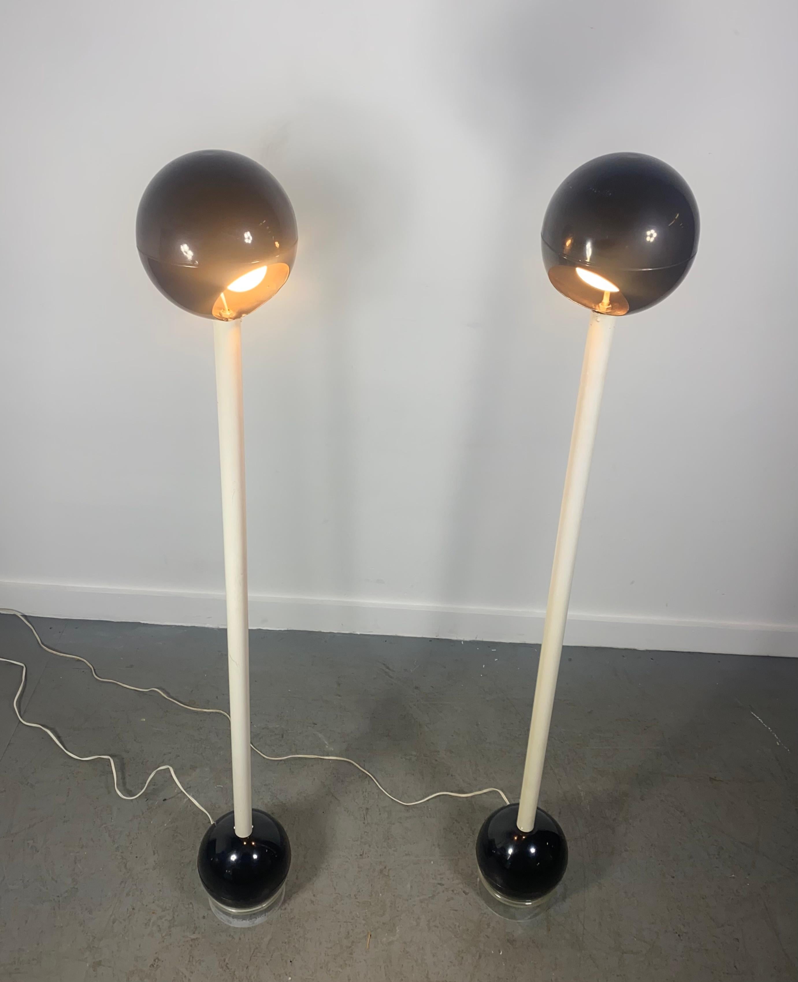 Seldom Seen Pr. Barbell Floor Lamps by Designer John Mascheroni for Kovacs For Sale 3