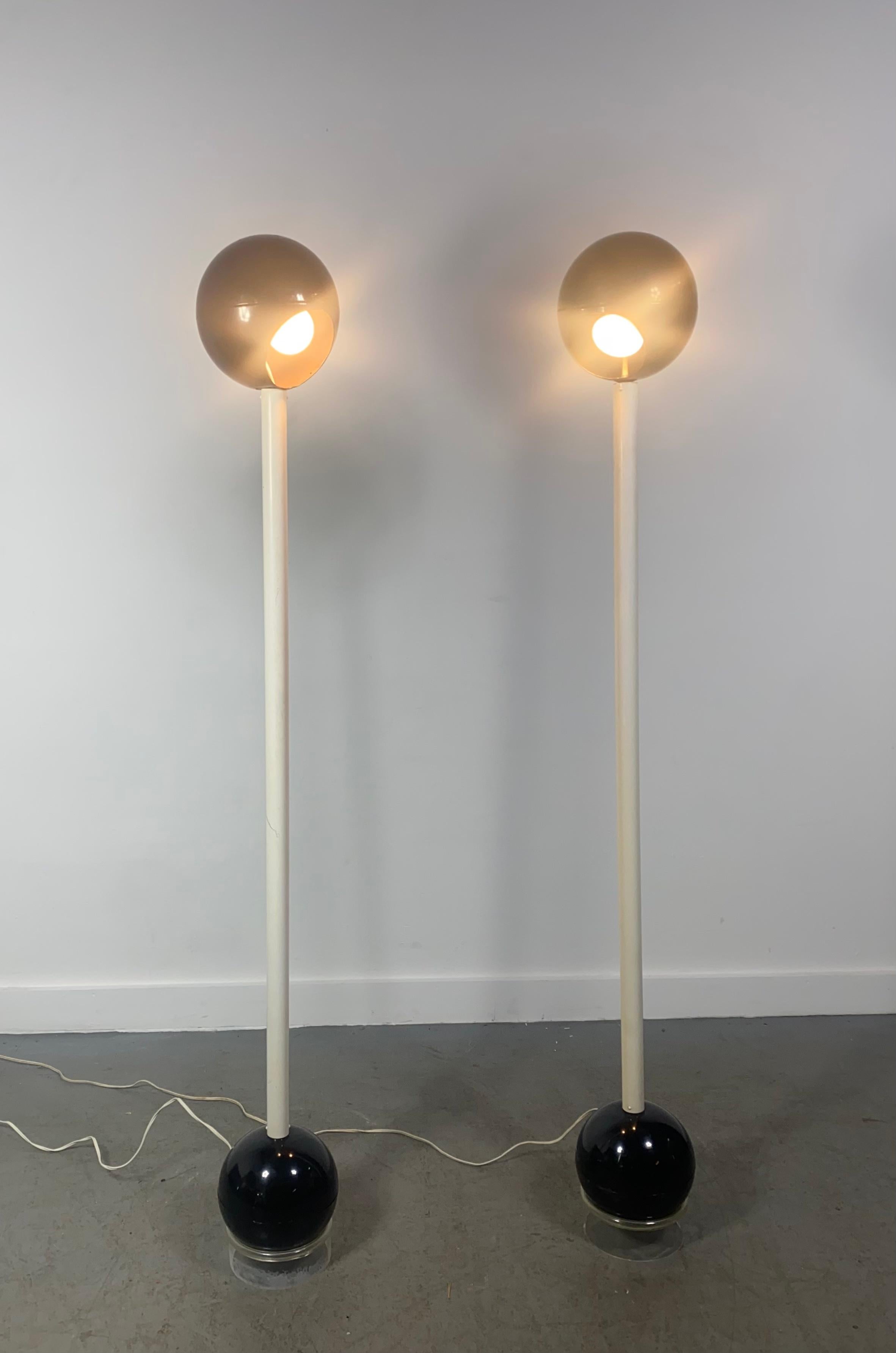 Seldom Seen Pr. Barbell Floor Lamps by Designer John Mascheroni for Kovacs For Sale 4