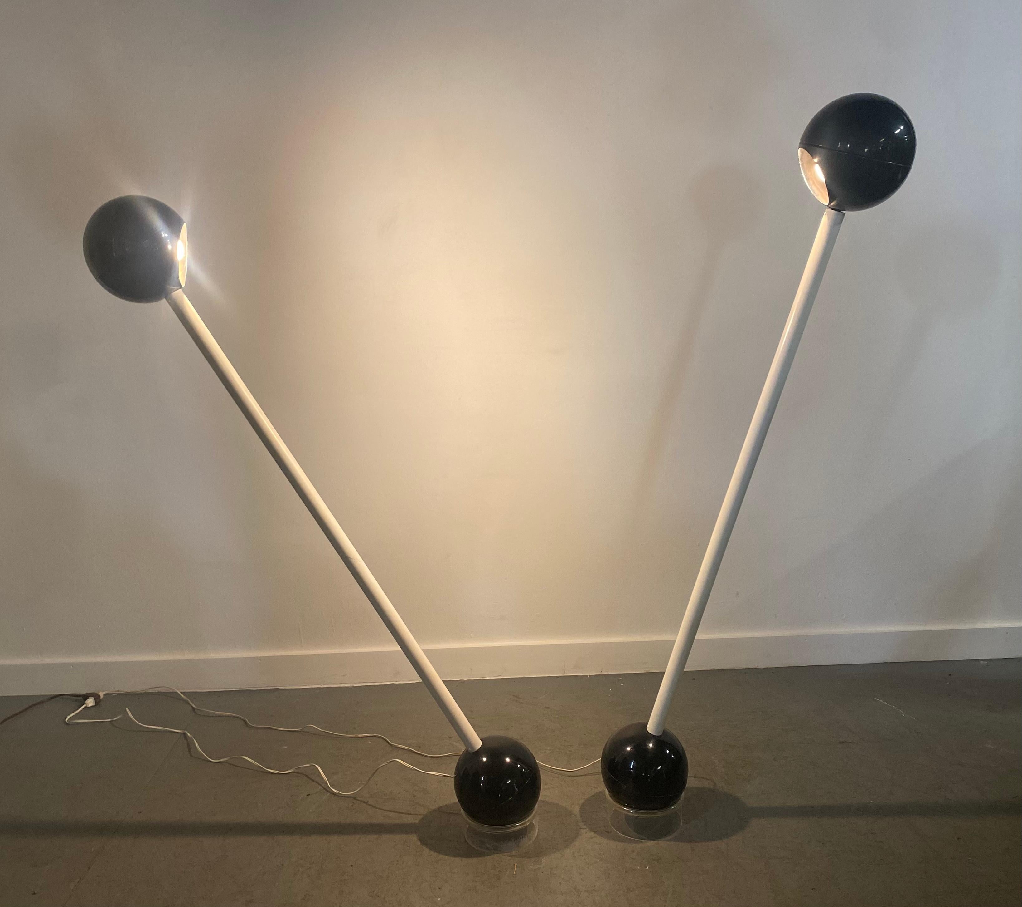 Metal Seldom Seen Pr. Barbell Floor Lamps by Designer John Mascheroni for Kovacs For Sale