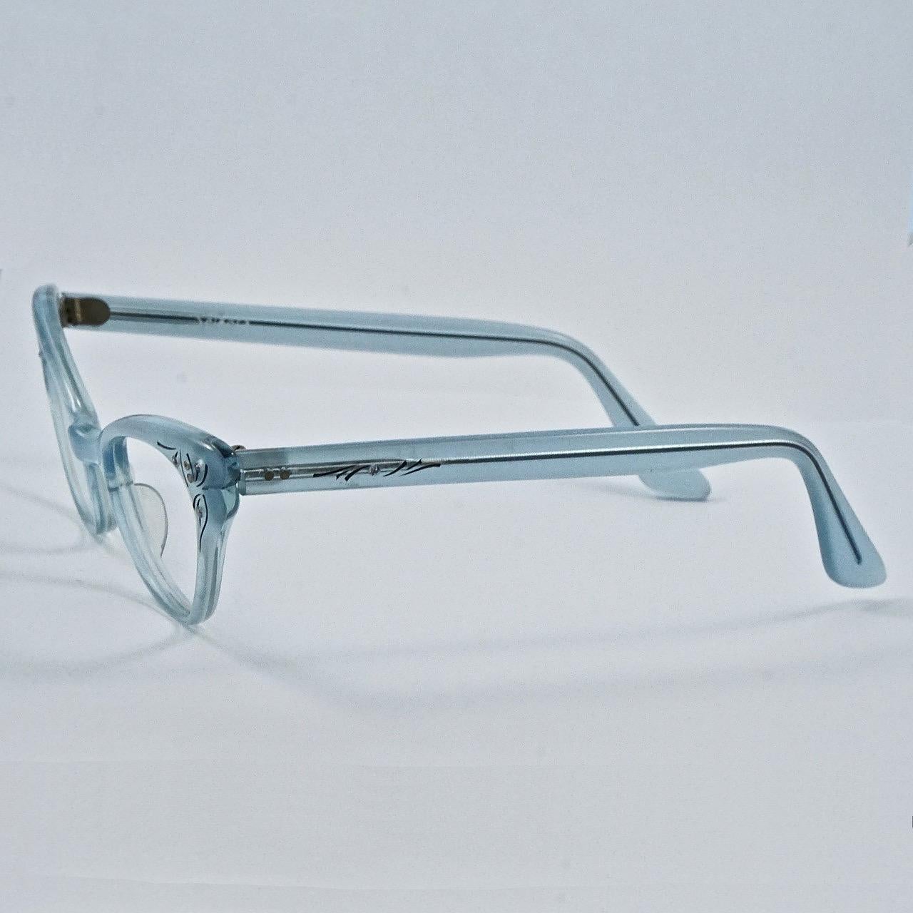 Selecta Französische Samt Blau Strass Schwarz Emaille Katzenaugenbrille Rahmen 1960er Jahre  im Zustand „Hervorragend“ im Angebot in London, GB