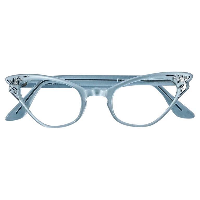 Selecta French Velvet Blue Rhinestone Black Enamel Cat Eyeglass Frames  1960s For Sale at 1stDibs | selecta eyewear, diamante glasses frames,  rhinestone eyeglass frames for sale
