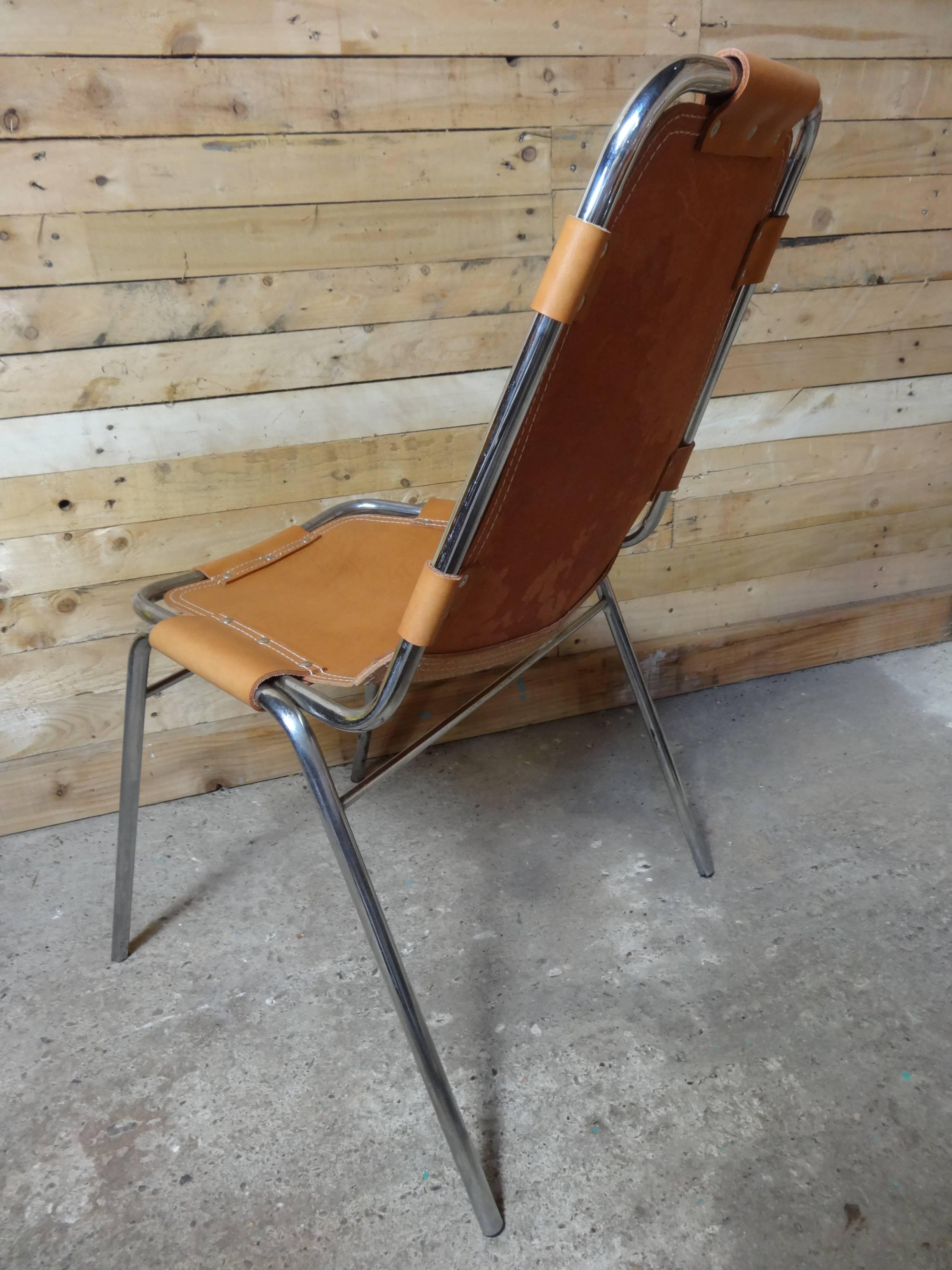 Selected by Charlotte Perriand for Les Arcs Ski Resort, 12 Leather Dining Chairs In Good Condition In Markington, GB