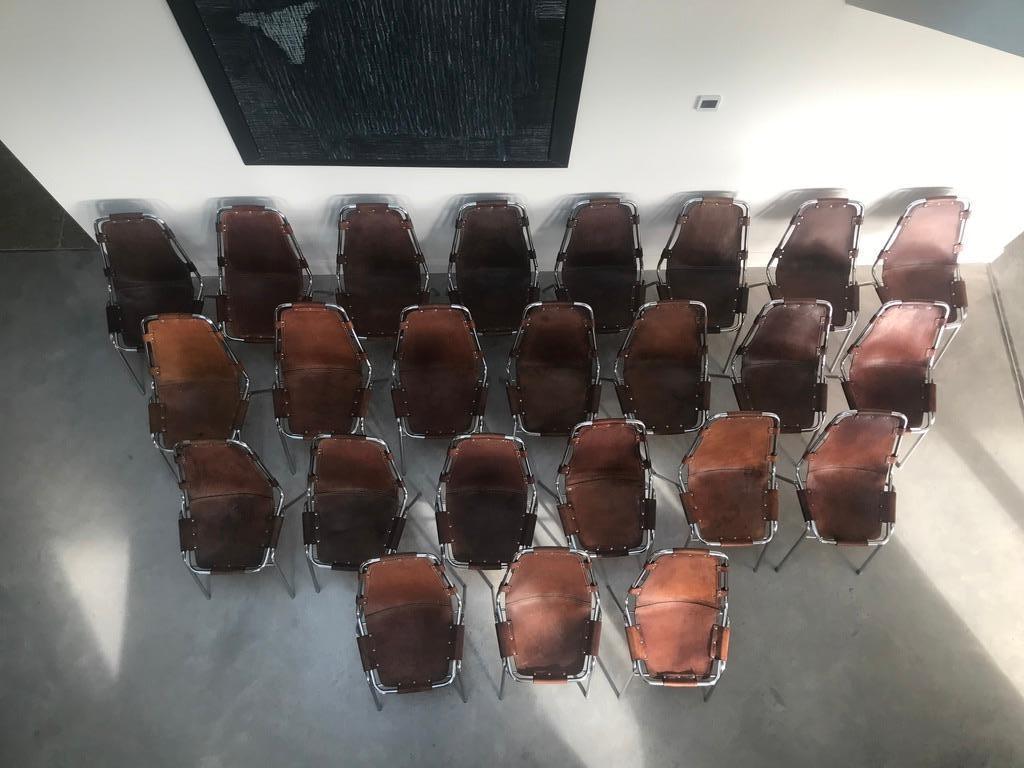 20th Century Selected by Charlotte Perriand for Les Arcs Ski Resort, 24 Leather Dining Chairs For Sale